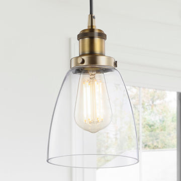 Cleo 5.5" Adjustable Metal/Glass LED Pendant - JONATHAN Y